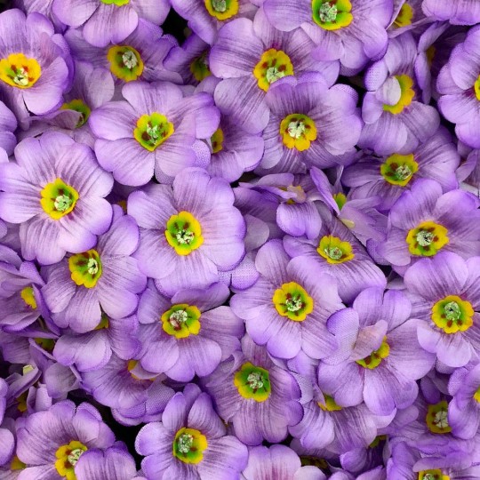 12 Light Purple Fabric Primrose Flowers for Spring Crafts ~ 1-1/2" across